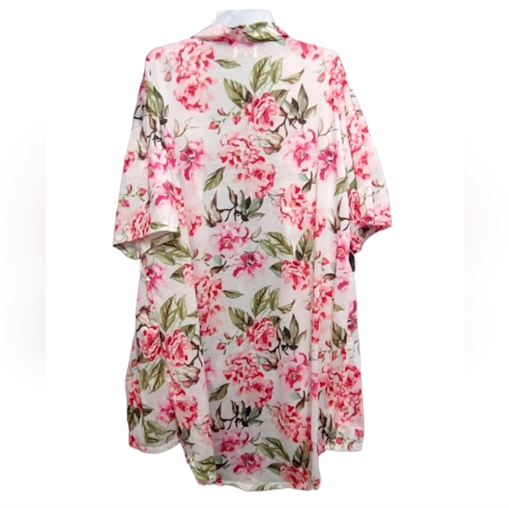 Show Me Your Mumu Pink Floral Brie Short Sleeve Light Robe Women's One Size - Picture 5 of 8